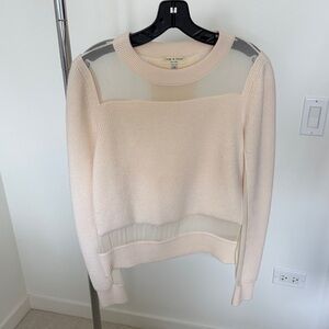 rag & bone Cream Sheer Panel Sweater